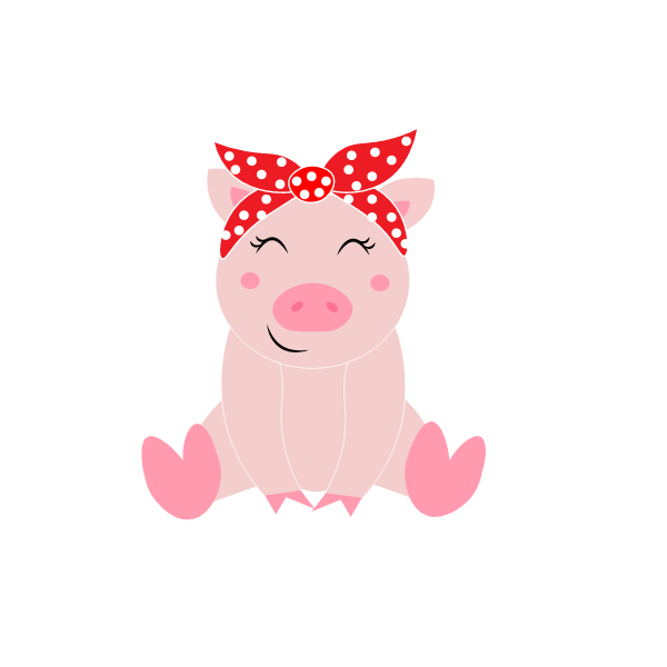 Cartoon Pink Pig Happy, Laser Cut Svg Files